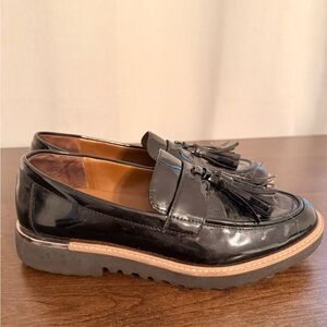 Black Leather Loafers with Tassels